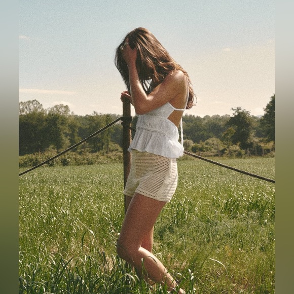 NWT Zara Linen Bohemian Crop Top - Picture 3 of 3